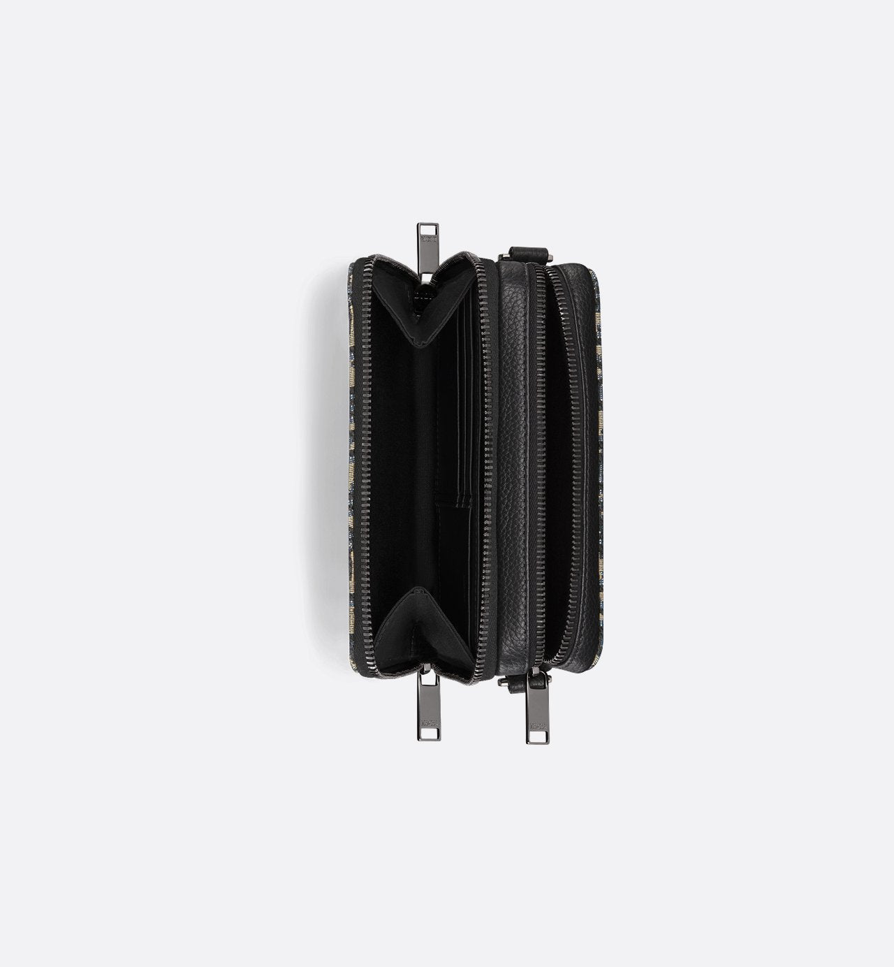 Pochette zippée à bandoulière Toile jacquard Dior Oblique Black