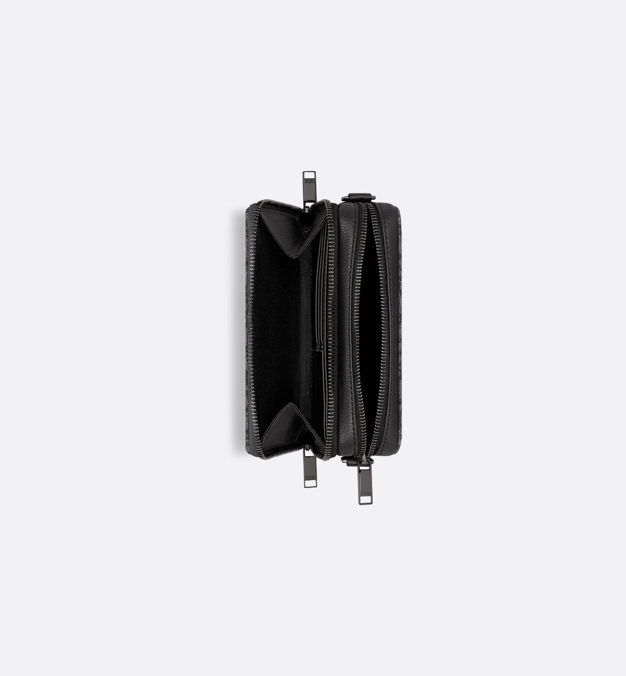 Pochette zippée à bandoulière Toile jacquard Dior Oblique Black