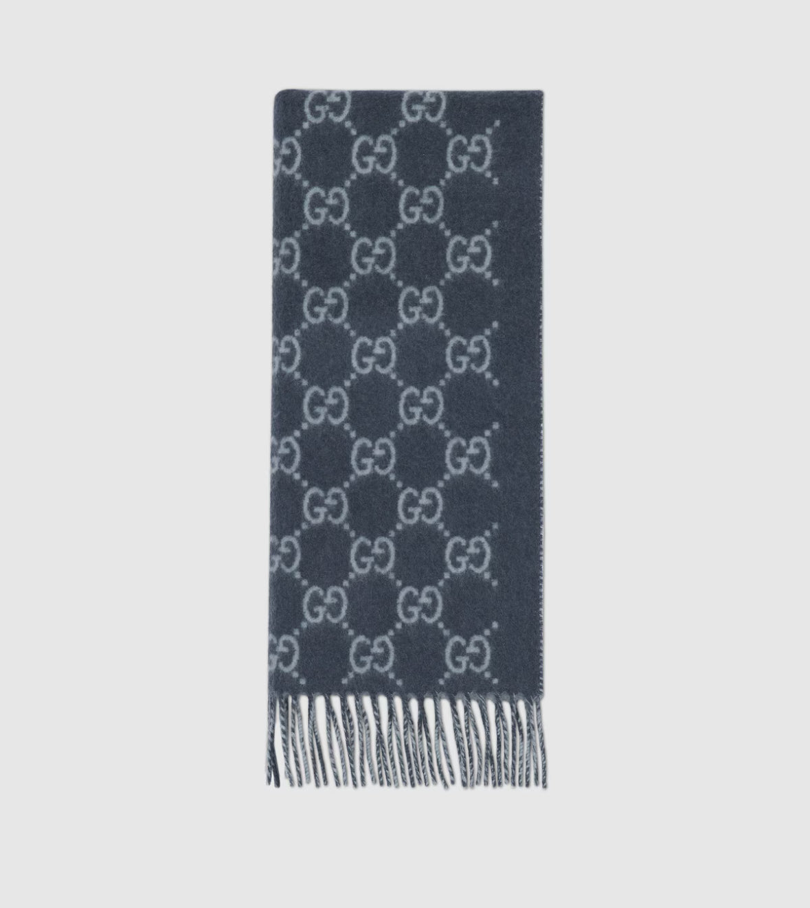 Bonnet et Écharpe en jacquard de cachemire GG Blue marine et Blue clair