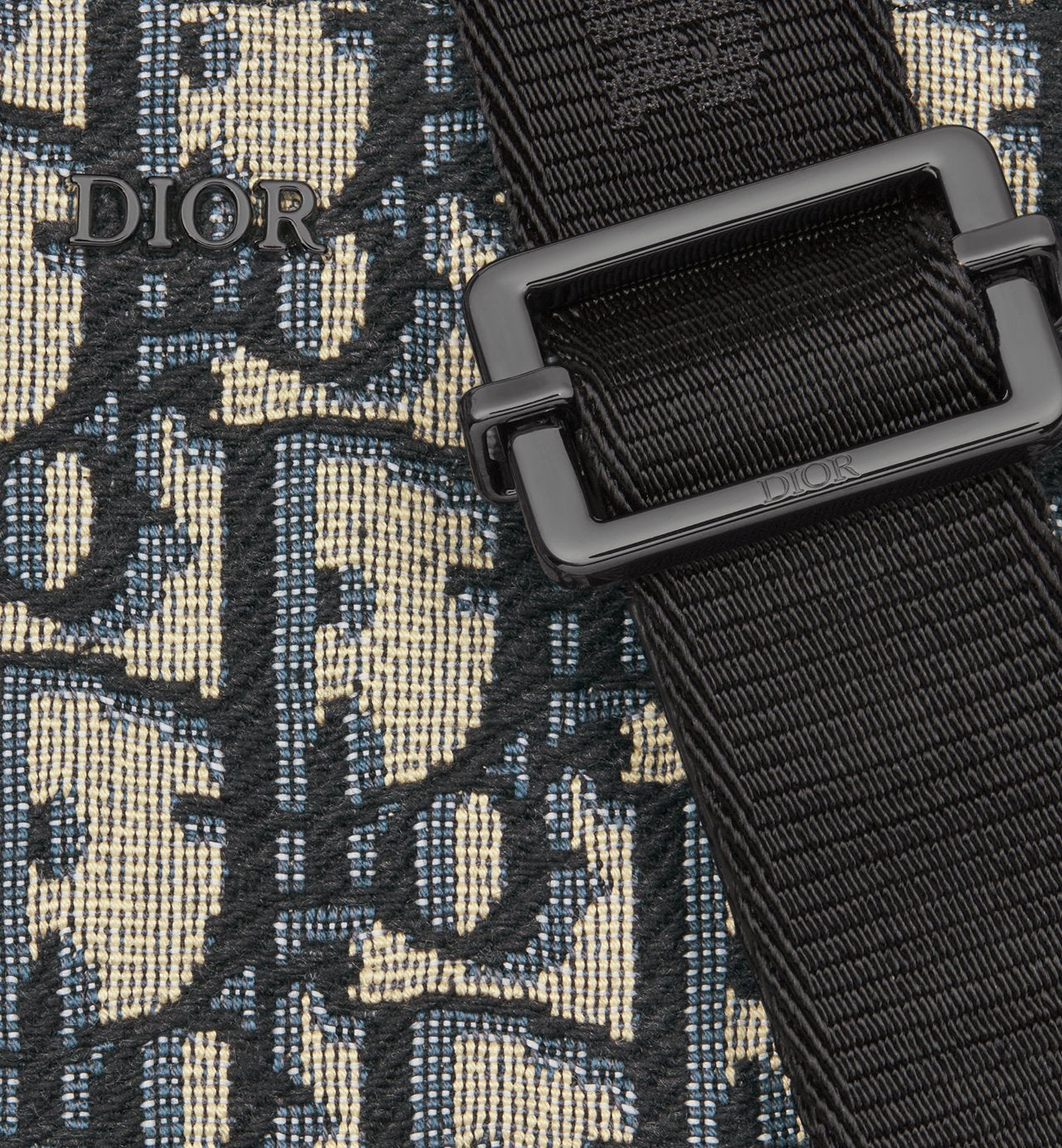 Pochette zippée à bandoulière Toile jacquard Dior Oblique Black