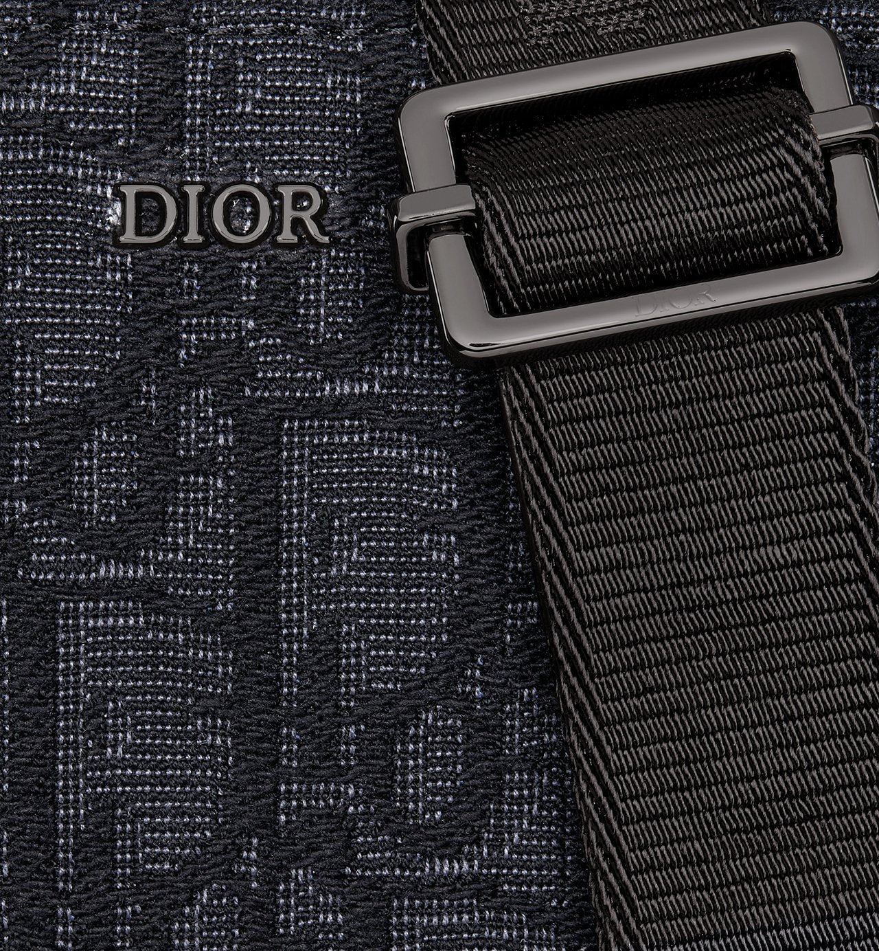 Pochette zippée à bandoulière Toile jacquard Dior Oblique Black